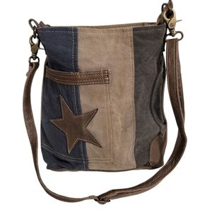 Myra Bag The Pocket Star Canvas Leather Crossbody Bag Boho Hippie Errands